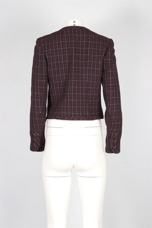 CHANEL BURGUNDY 2002 WOOL JACKET FR 36 UK 8