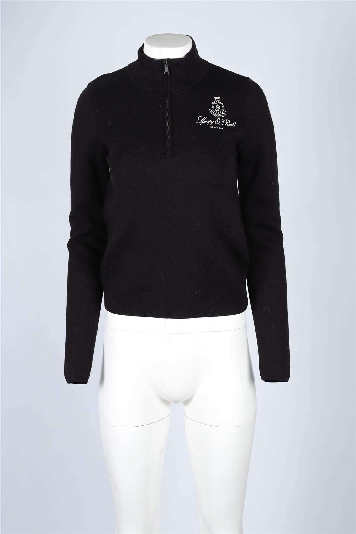 SPORTY & RICH BLACK WOOL SWEATER MEDIUM