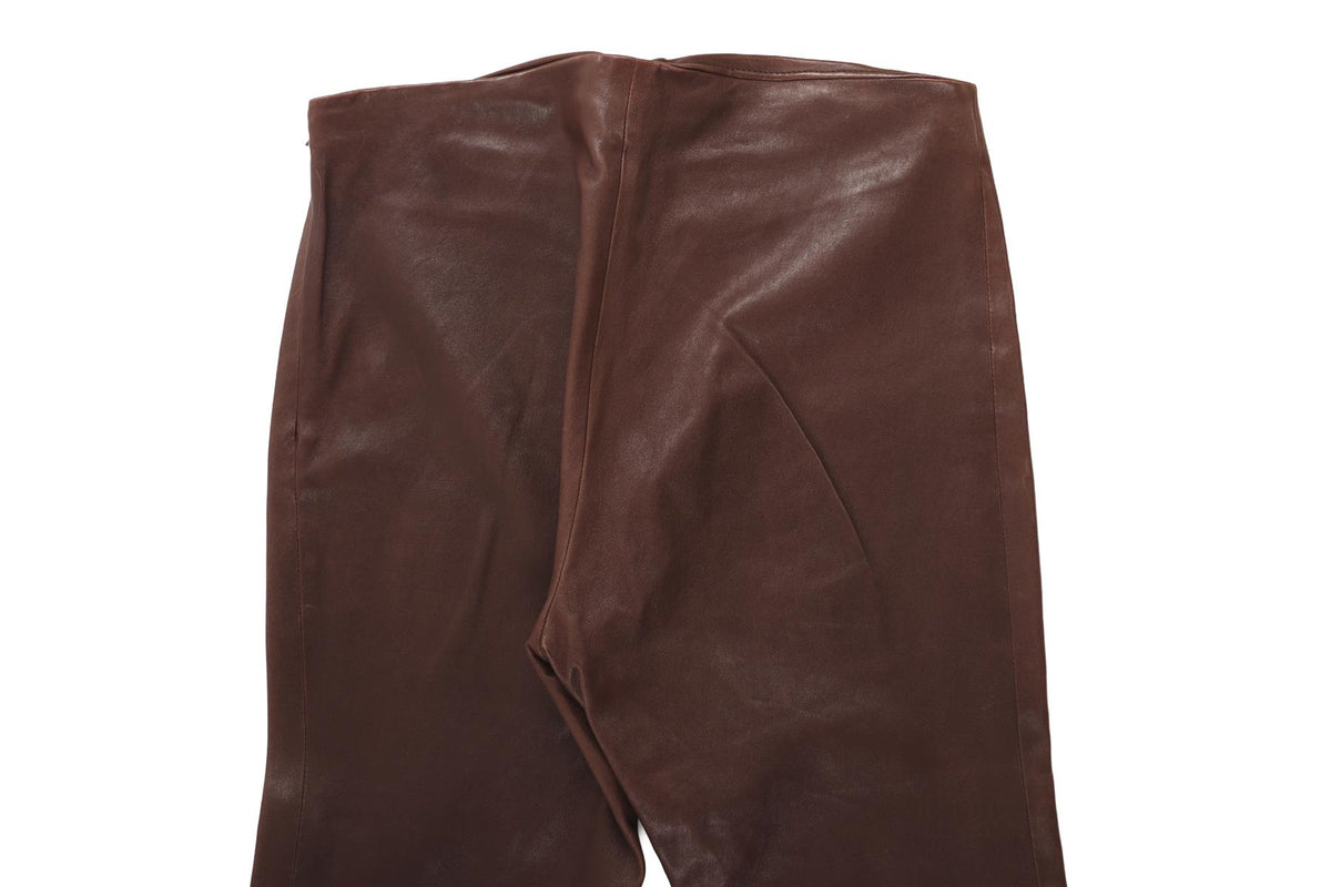BALENCIAGA MAROON LEATHER SKINNY PANTS IT 42 UK 10