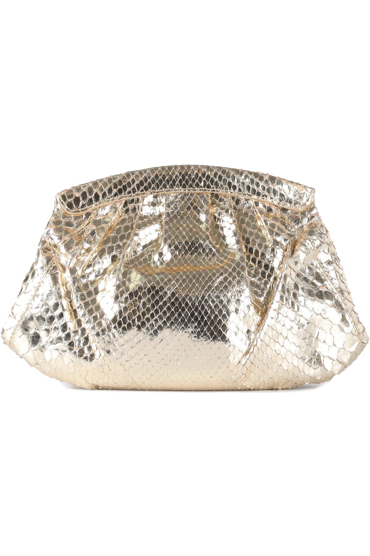 NANCY GONZALEZ GOLD PYTHON CLUTCH
