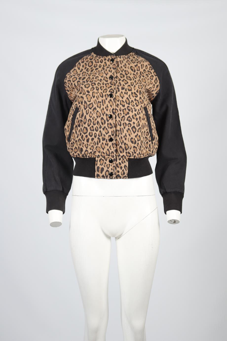 R13 LEOPARD PRINT COTTON BOMBER JACKET MEDIUM
