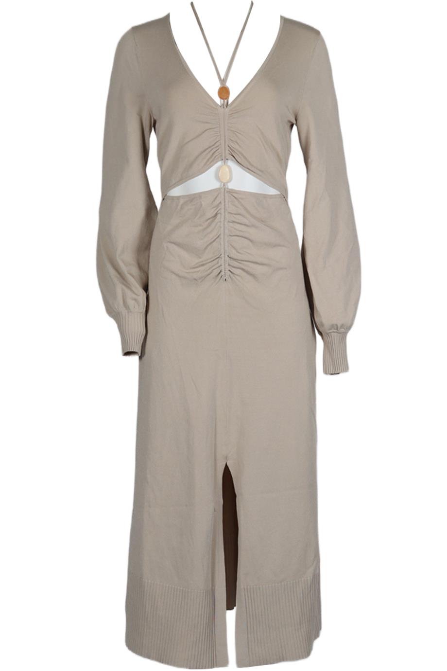 JONATHAN SIMKHAI CUTOUT STRETCH KNIT MIDI DRESS MEDIUM