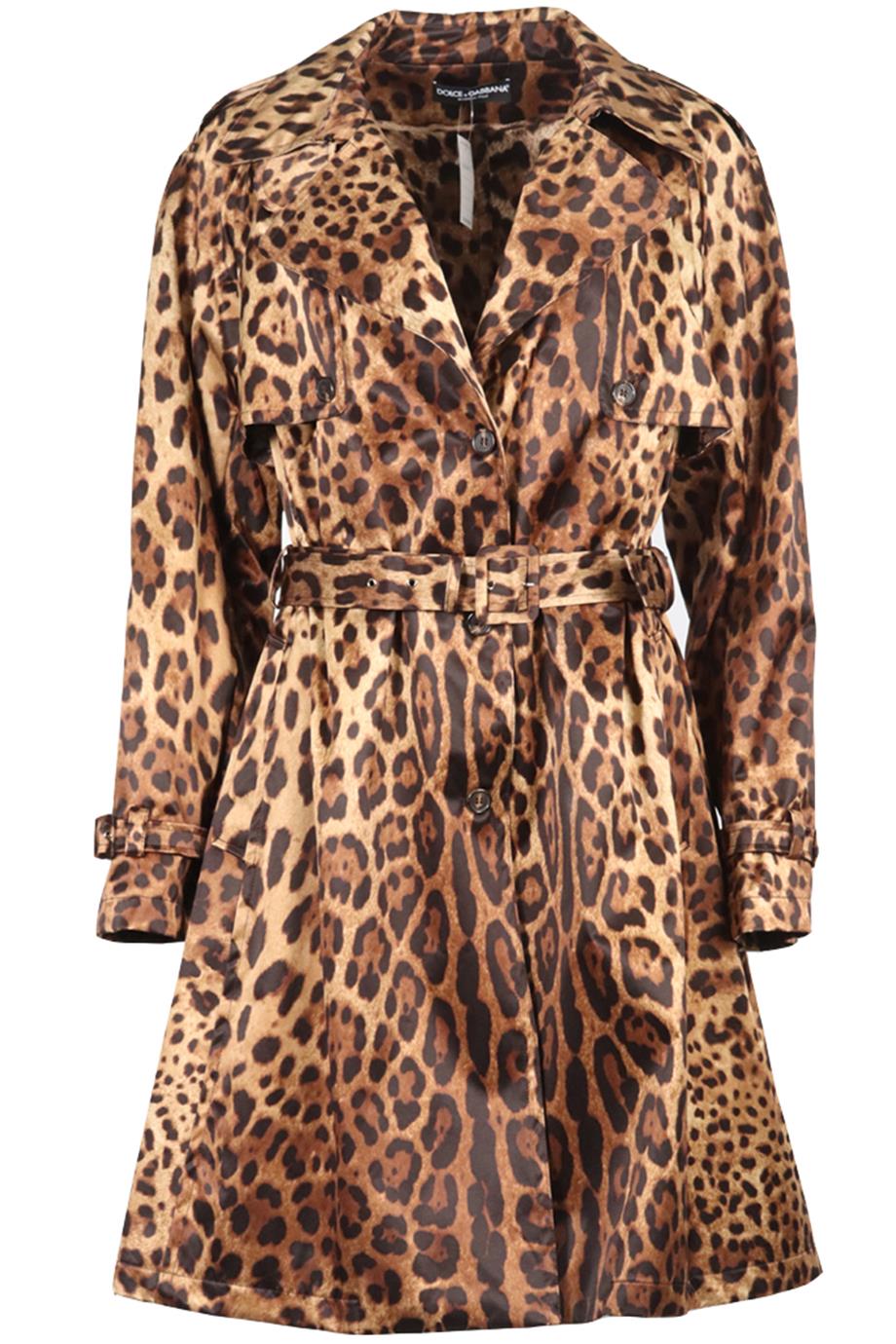DOLCE & GABBANA LEOPARD PRINT SILK TRENCH COAT IT 50 UK 18
