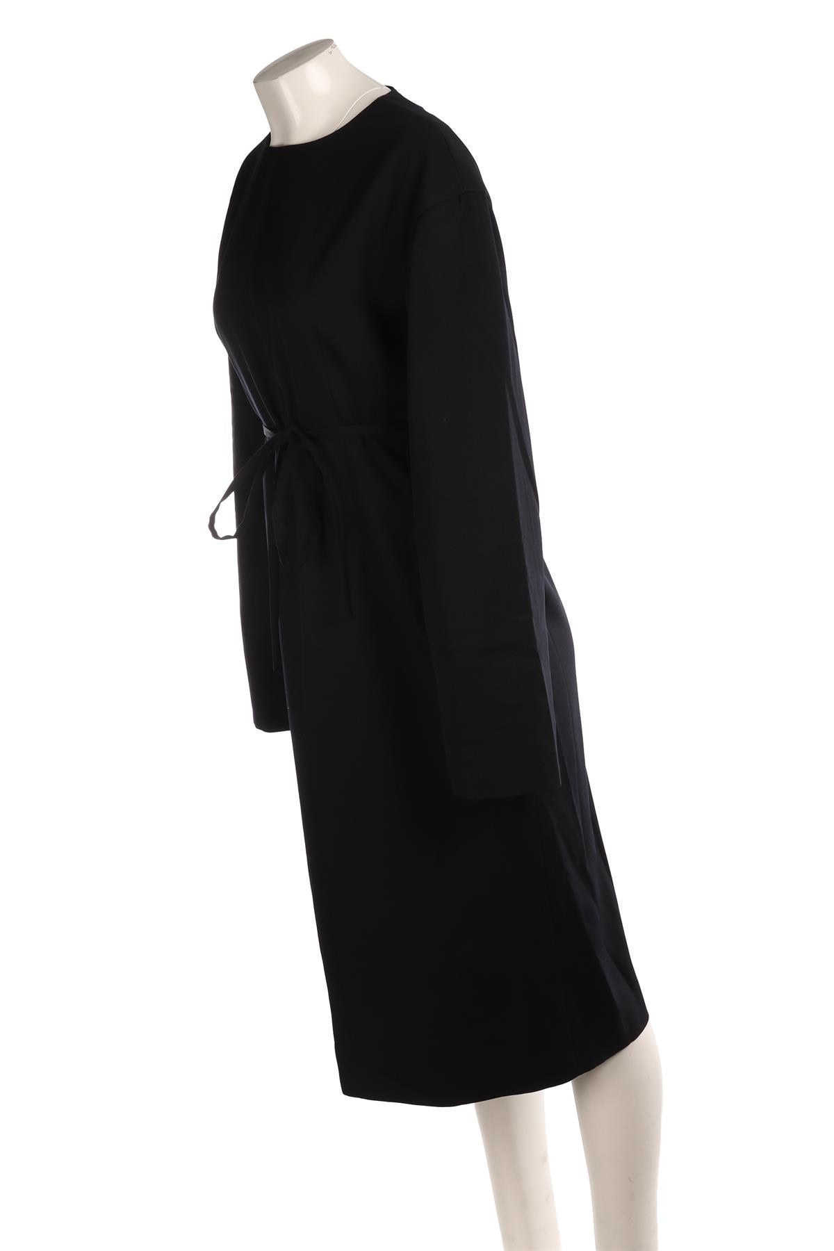 JIL SANDER BLACK WOOL MIDI DRESS FR 40 UK 12