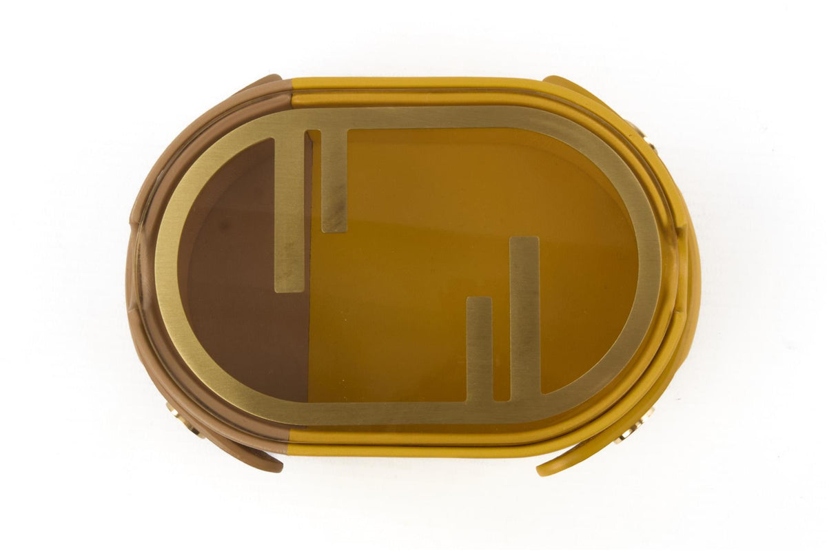 FENDI YELLOW O'LOCK OVAL LEATHER TRINKET BOX