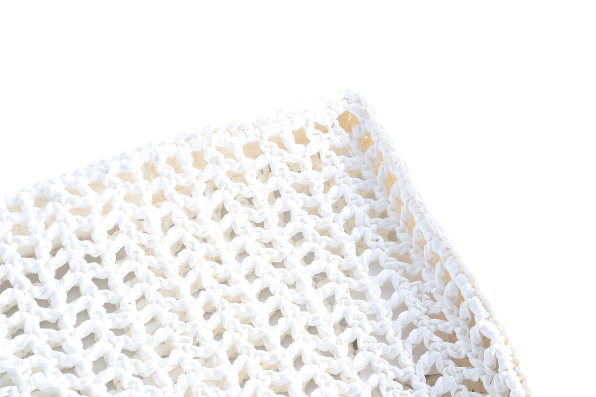 PRADA WHITE RAFFIA TOTE BAG