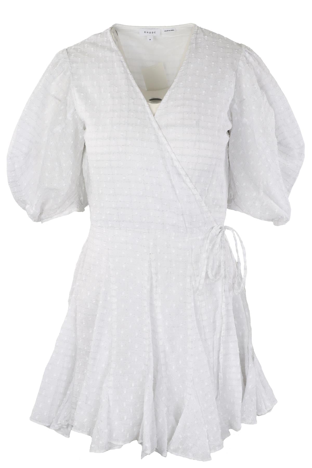 RHODE WHITE COTTON WRAP MINI DRESS MEDIUM