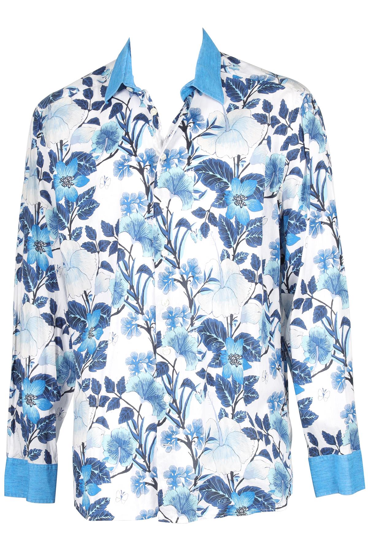 ETRO BLUE MEN'S COTTON SHIRT IT 44 UK/US CHEST 34