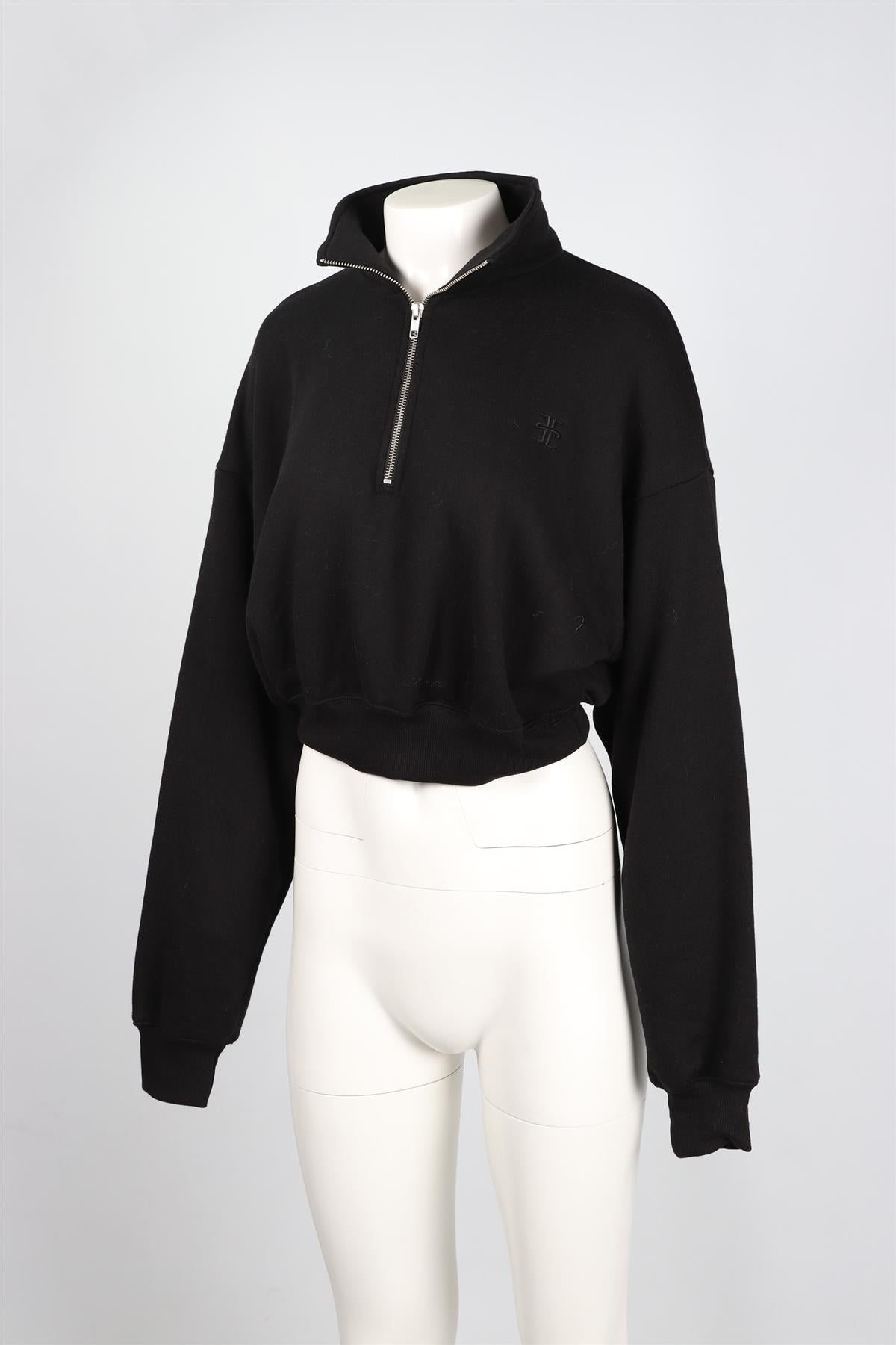 ÉTERNE BLACK COTTON BLEND SWEATSHIRT SMALL