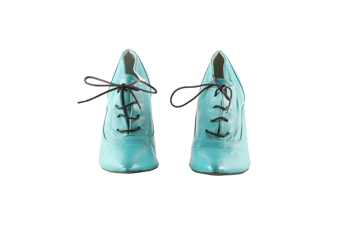 PREEN BY THORNTON BREGAZZI BLUE LEATHER ANKLE BOOTS EU 39 UK 6 US 9
