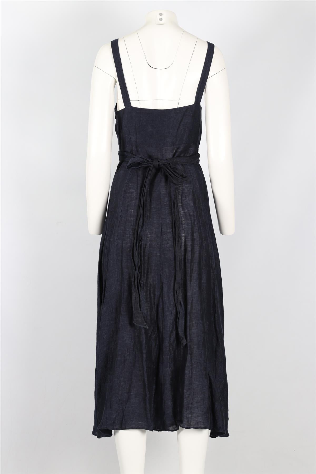 MASSCOB BLUE LINEN MIDI DRESS MEDIUM