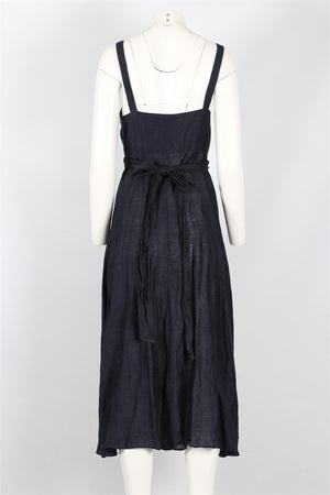 MASSCOB BLUE LINEN MIDI DRESS MEDIUM