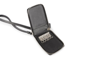 PRADA BLACK SAFFIANO LEATHER KEY HOLDER