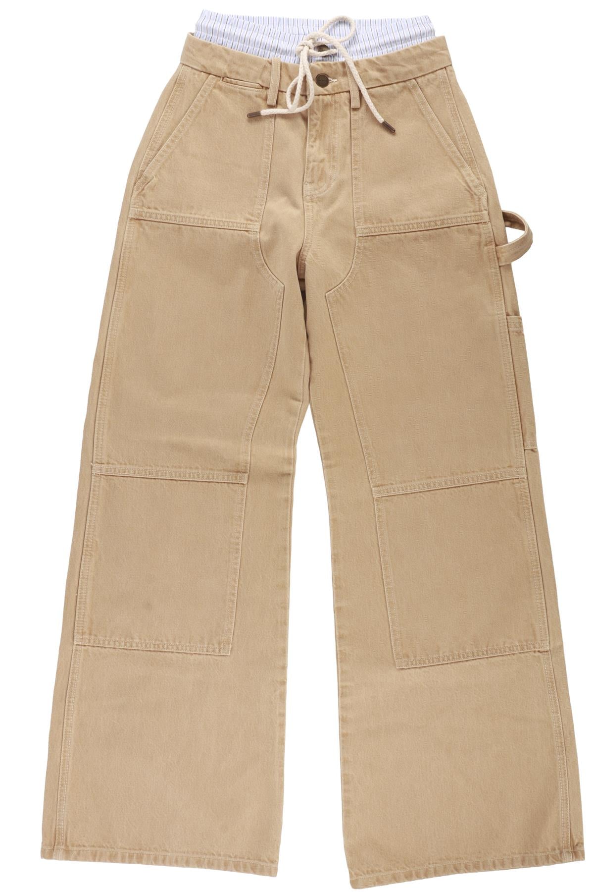 MONSE TAN HIGH RISE WIDE LEG JEANS US 0 UK 4