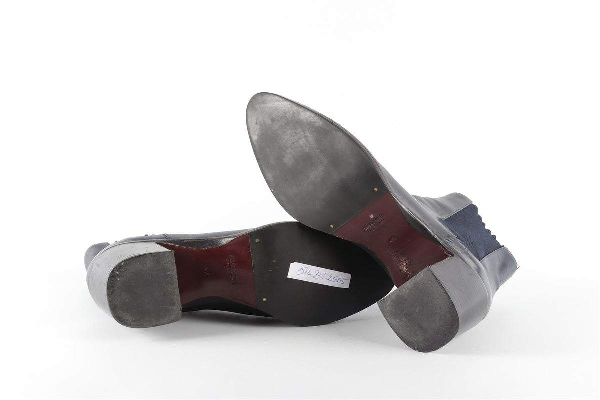 JIL SANDER NAVY LEATHER ANKLE BOOTS EU 40 UK 7 US 10
