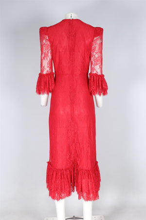 THE VAMPIRE'S WIFE RED LACE MAXI DRESS UK 12