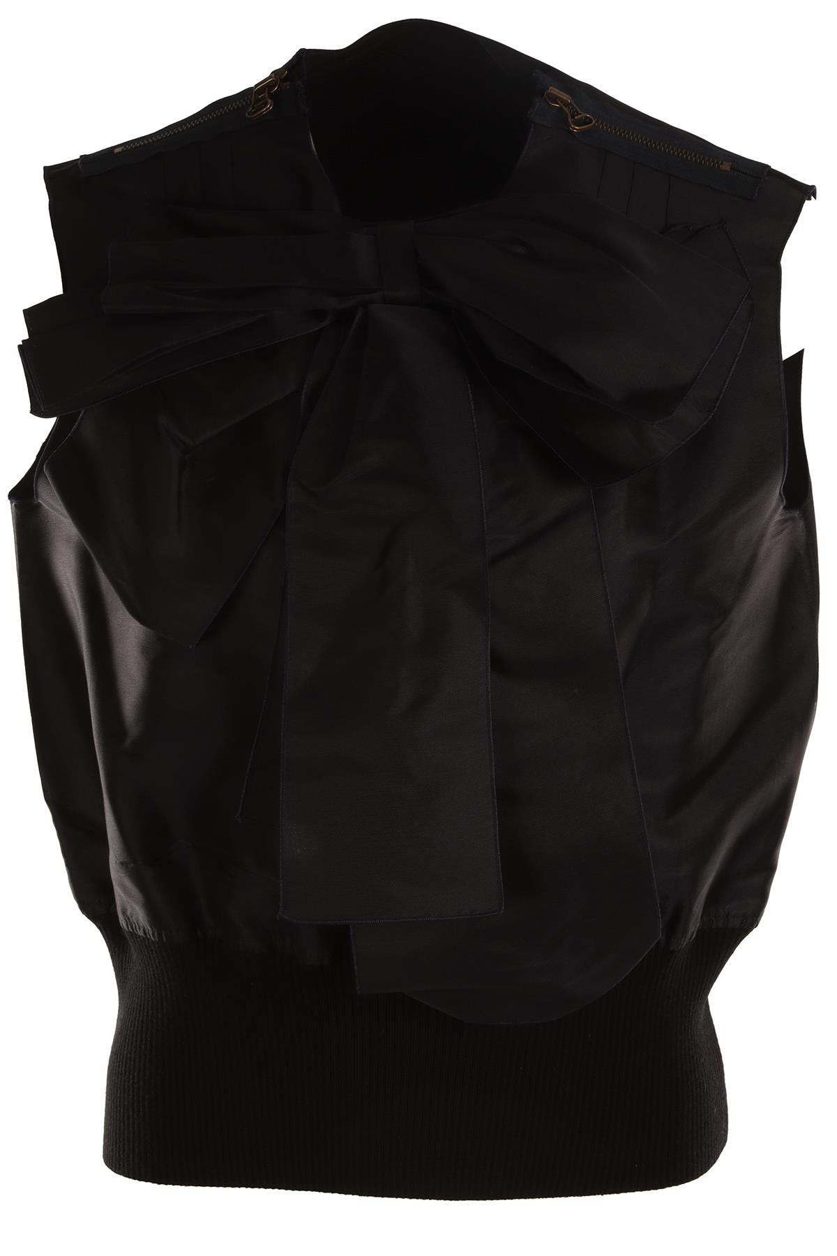 LANVIN NAVY SILK TOP FR 42 UK 14