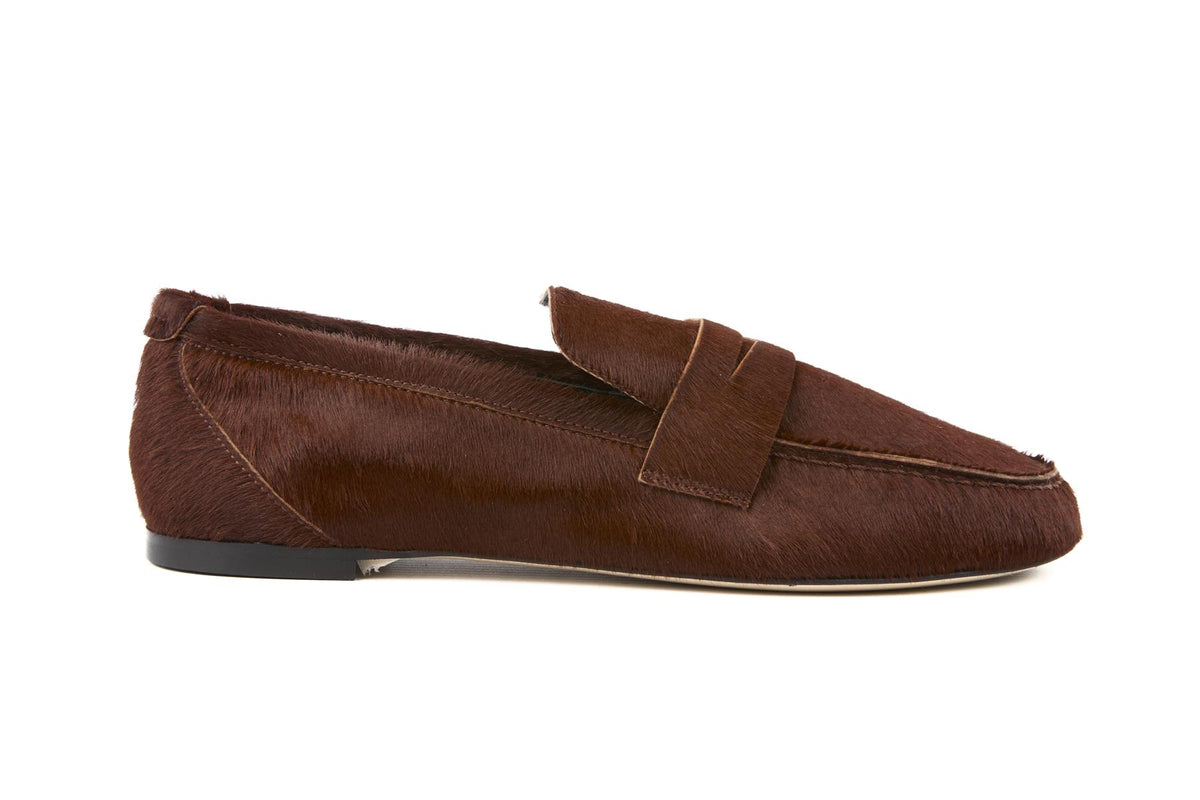JAMIE HALLER BROWN CALF HAIR LOAFERS EU 38 UK 5 US 8