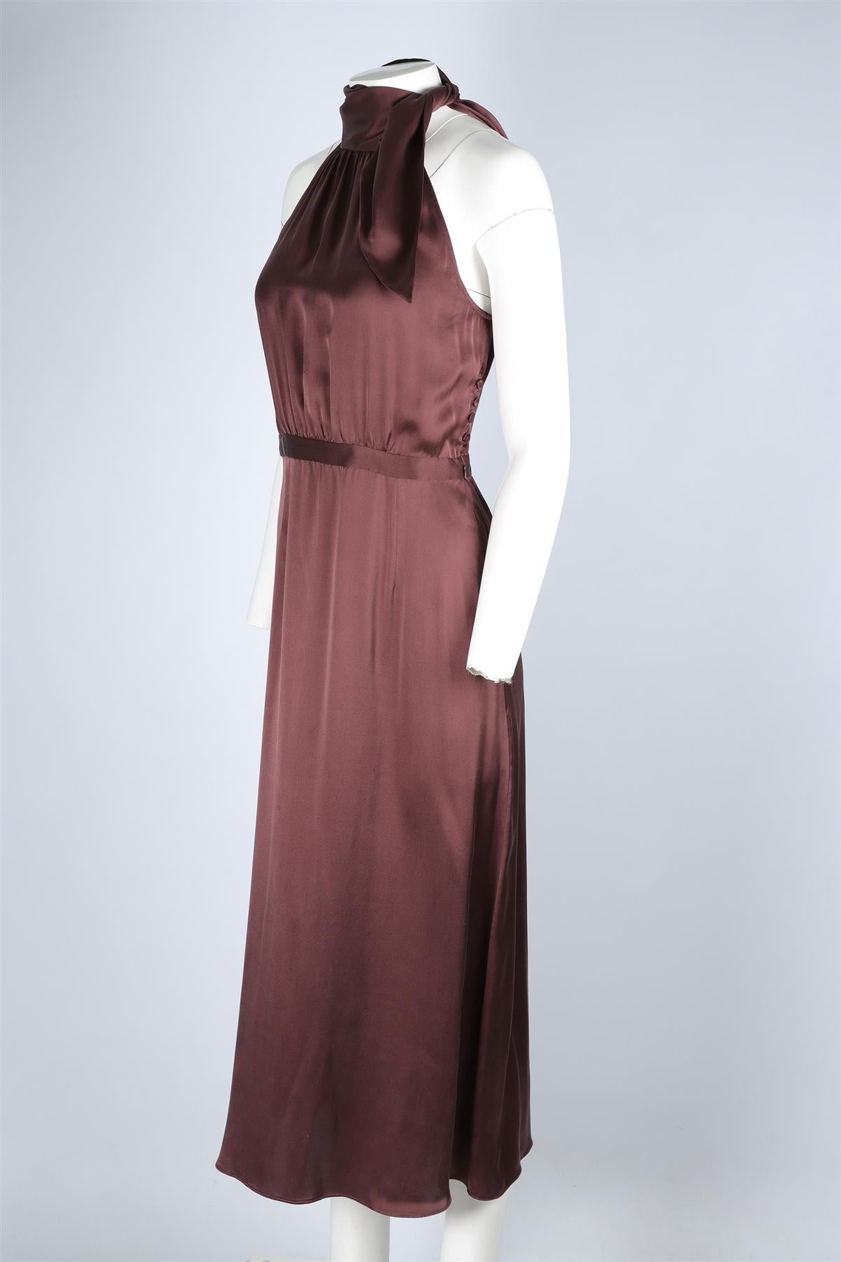ZIMMERMANN BROWN SILK MAXI DRESS UK 10