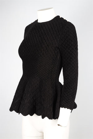 ALEXANDER MCQUEEN BLACK WOOL TOP SMALL