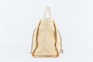CHANEL YELLOW 2014 DEAUVILLE MEDIUM RAFFIA TOTE BAG