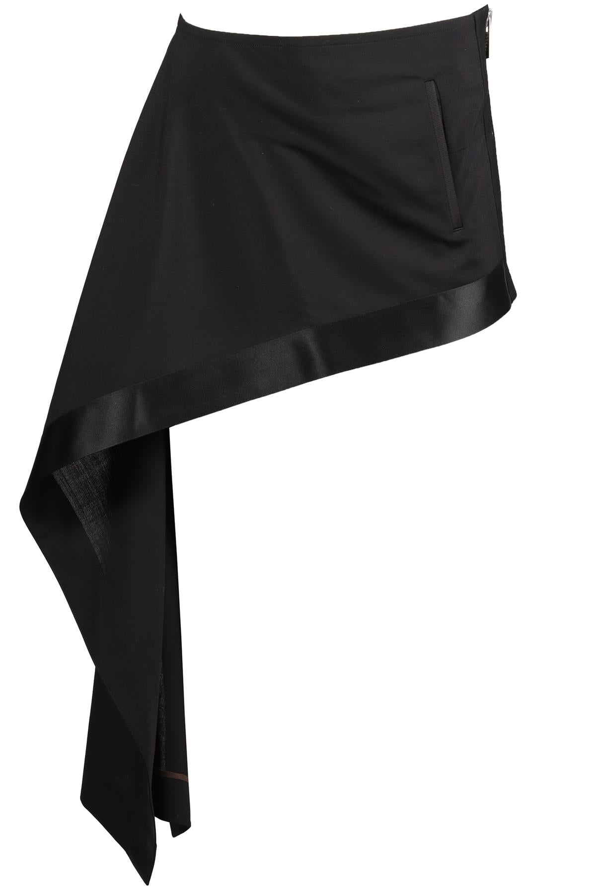SACAI BLACK WOOL BLEND MINI SKIRT MEDIUM