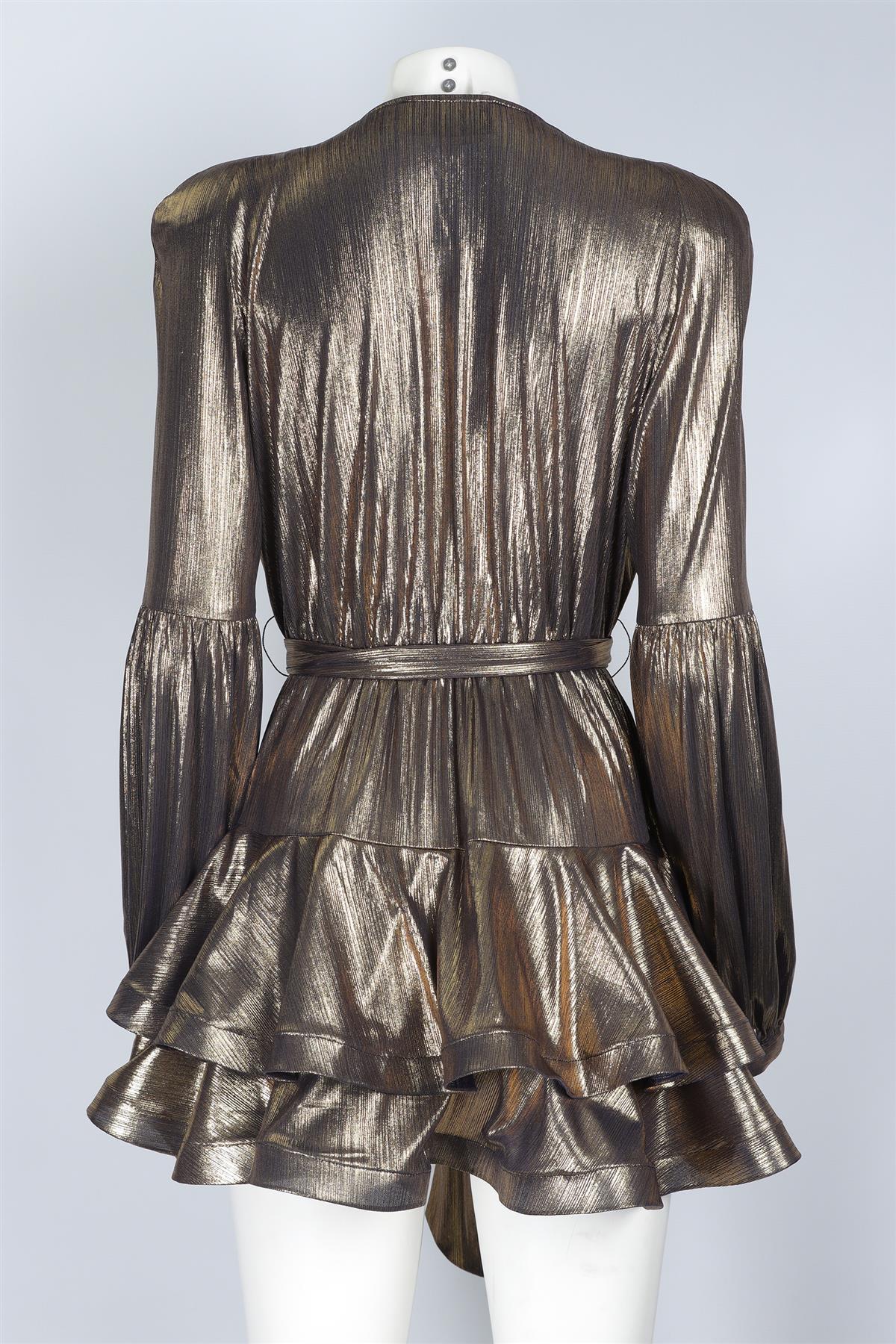 BRONX AND BANCO GOLD LAME MINI DRESS MEDIUM