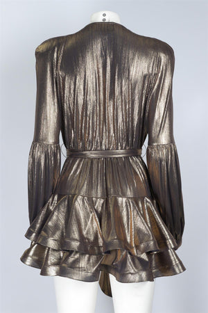 BRONX AND BANCO GOLD LAME MINI DRESS MEDIUM