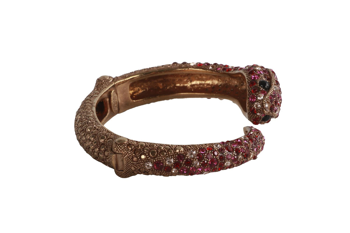 ROBERTO CAVALLI PINK CRYSTAL AND GOLD TONE BRACELET