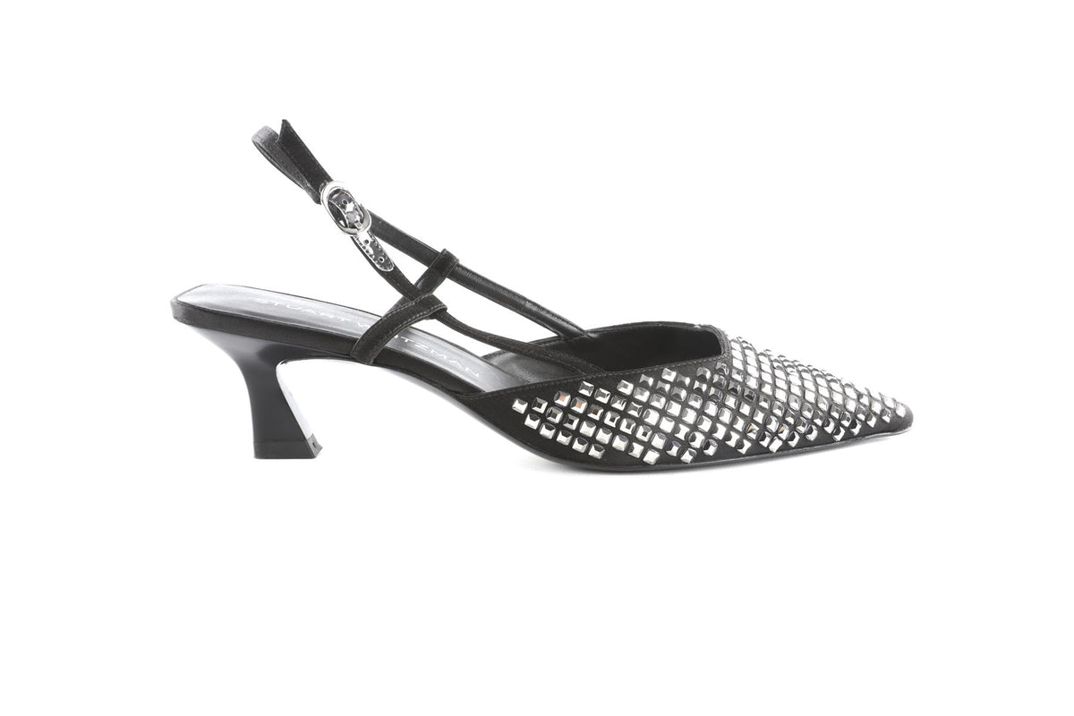 STUART WEITZMAN BLACK SATIN SLINGBACK PUMPS EU 37.5 UK 4.5 US 7.5