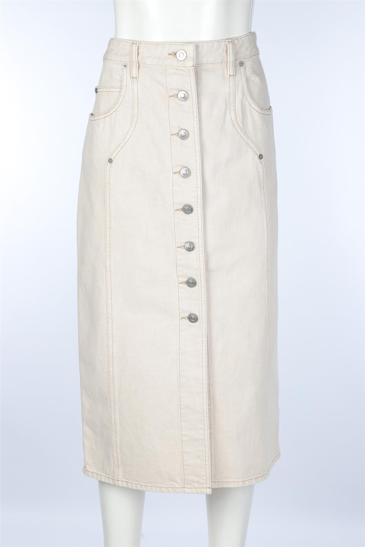 ISABEL MARANT BEIGE DENIM MIDI SKIRT FR 42 UK 14