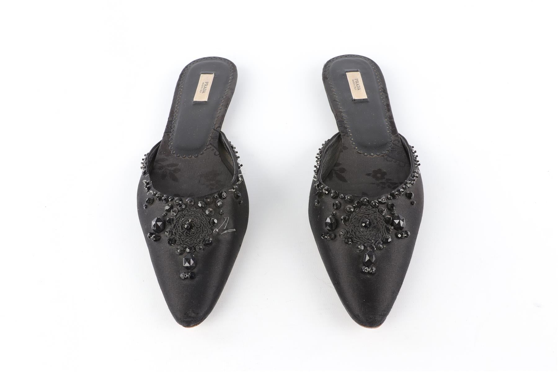 PRADA BLACK SATIN FLATS EU 39 UK 6 US 9