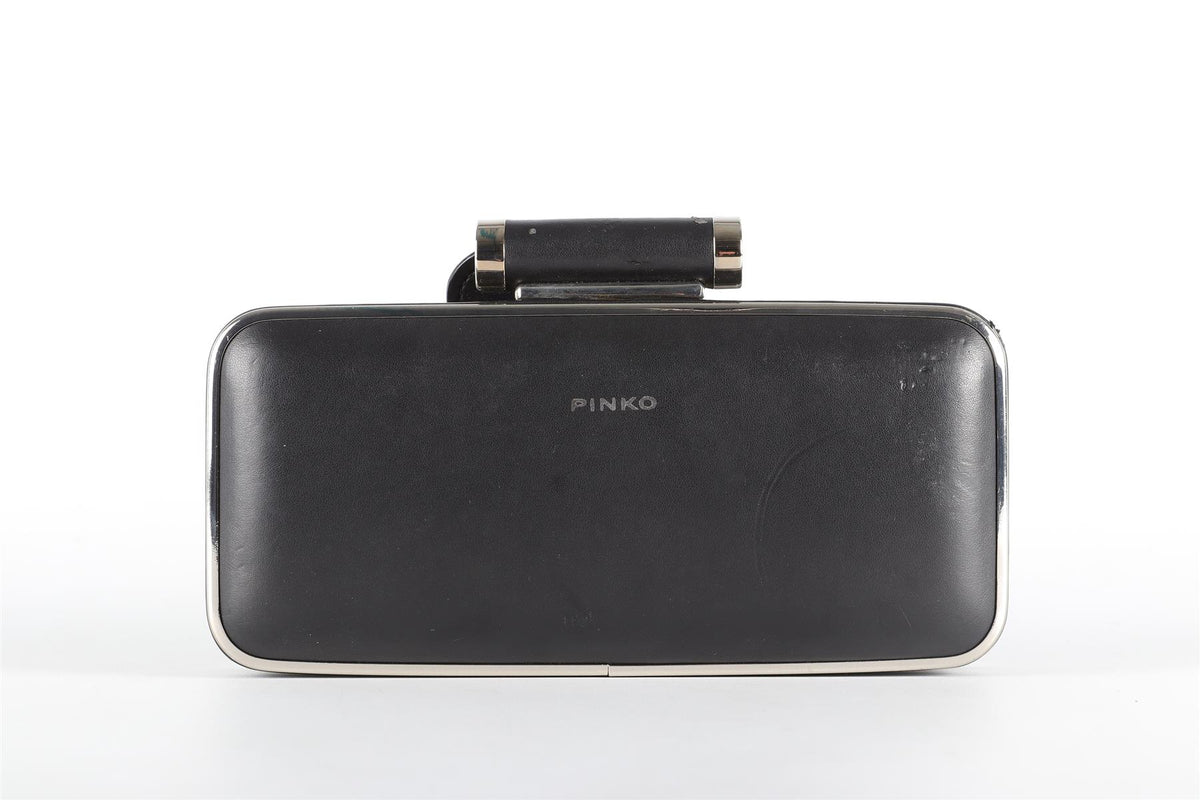 PINKO BLACK LEATHER CLUTCH