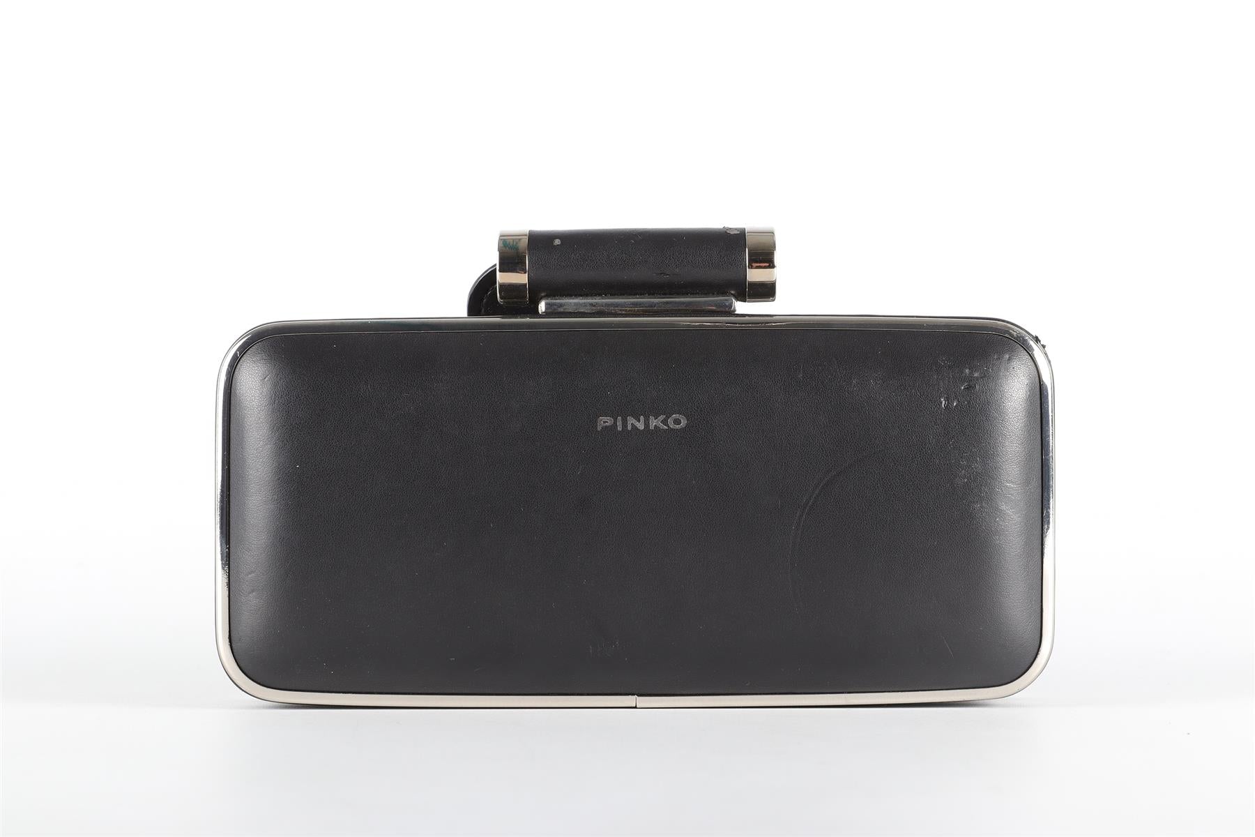 PINKO BLACK LEATHER CLUTCH