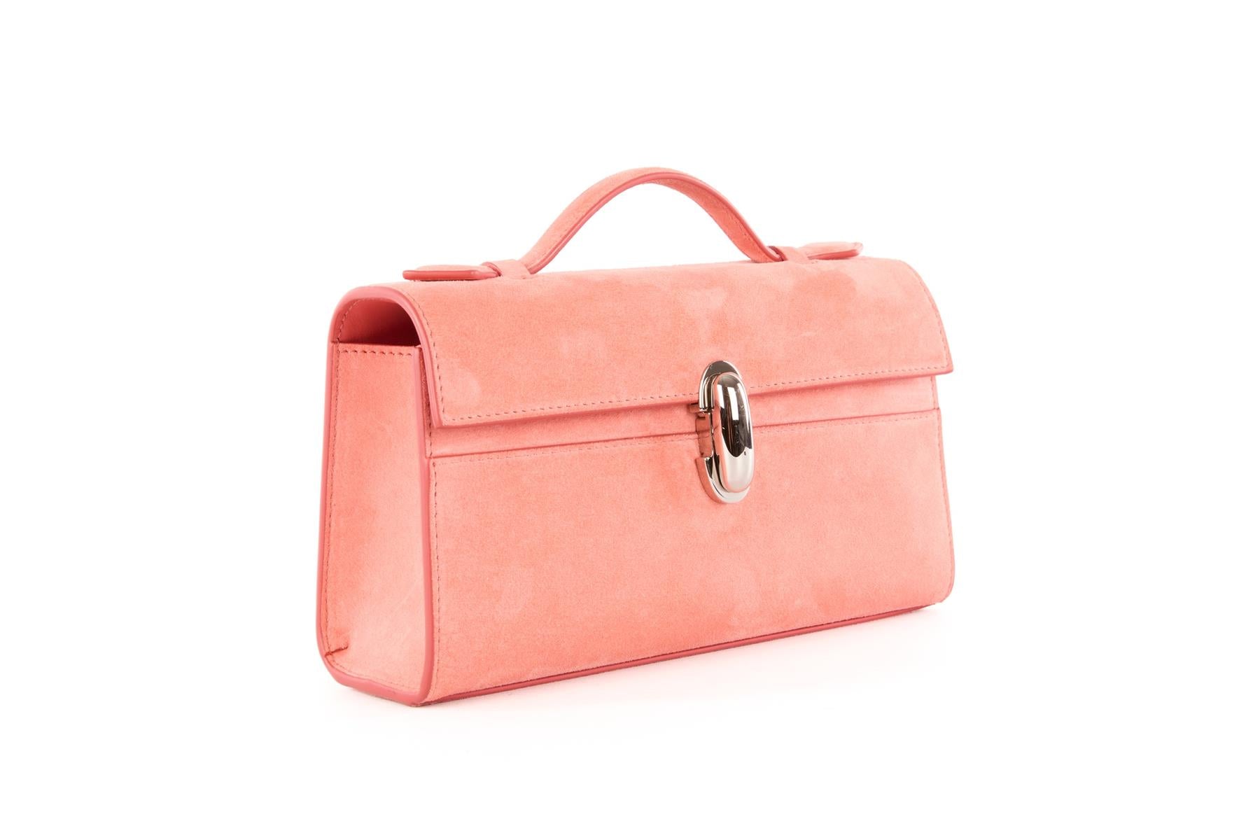 SAVETTE PINK SYMMETRY SUEDE TOTE BAG