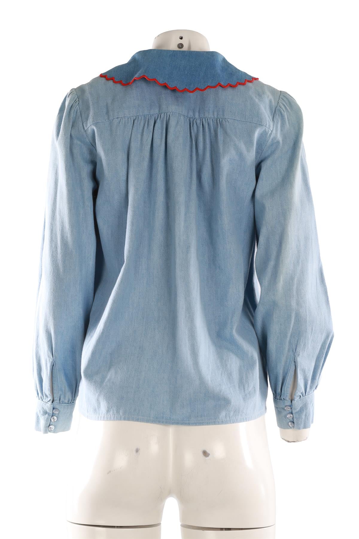 RIXO BLUE COTTON TOP XSMALL