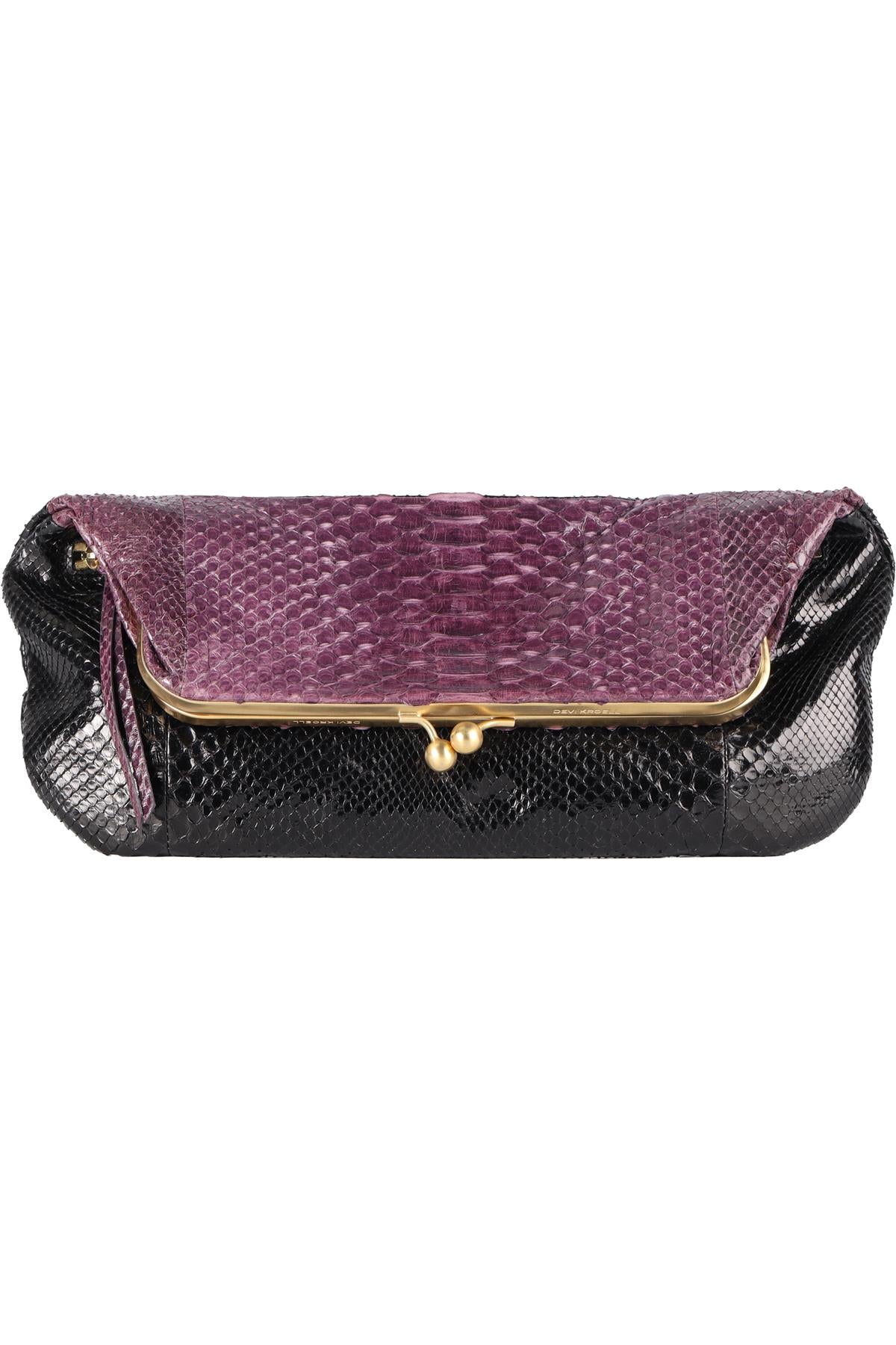 DEVI KROELL PURPLE PYTHON CLUTCH