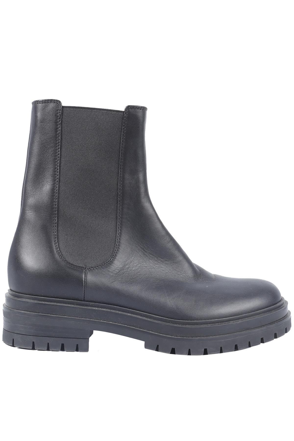 GIANVITO ROSSI BLACK LEATHER ANKLE BOOTS EU 37 UK 4 US 7