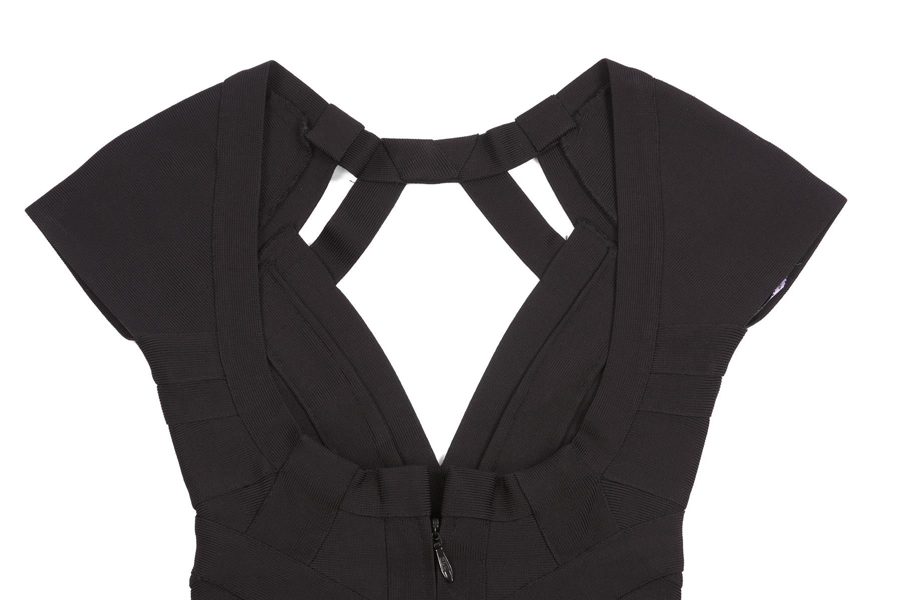 HERVE LEGER BLACK BANDAGE TOP UK 4