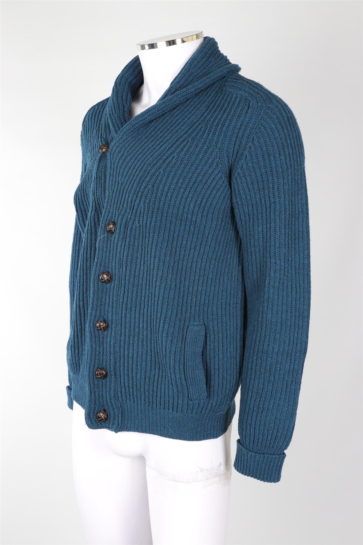 GOLDEN GOOSE DELUXE BRAND MEN'S BLUE WOOL CARDIGAN LARGE