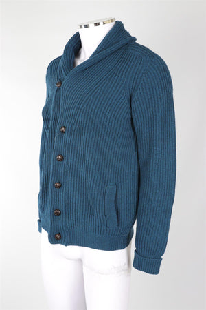 GOLDEN GOOSE DELUXE BRAND MEN'S BLUE WOOL CARDIGAN LARGE