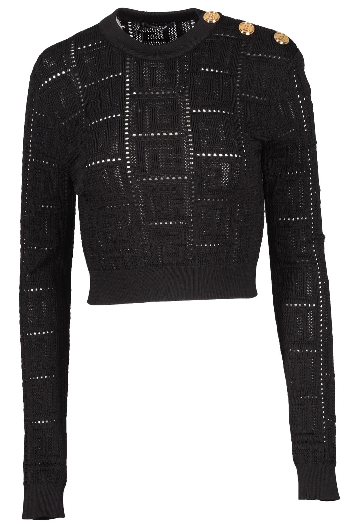 BALMAIN BLACK KNIT SWEATER FR 36 UK 8