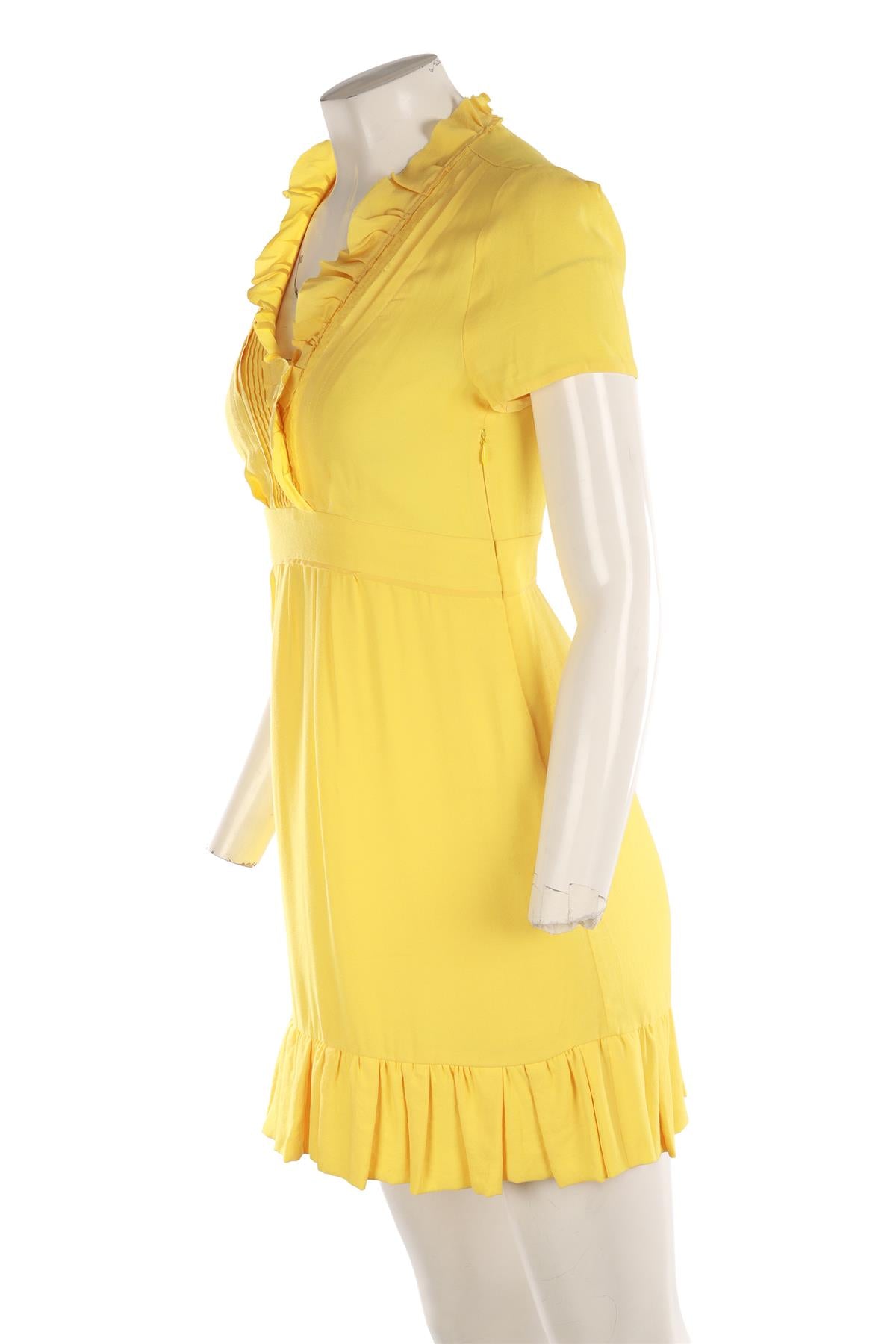 MAJE YELLOW CREPE MINI DRESS 1 UK 6