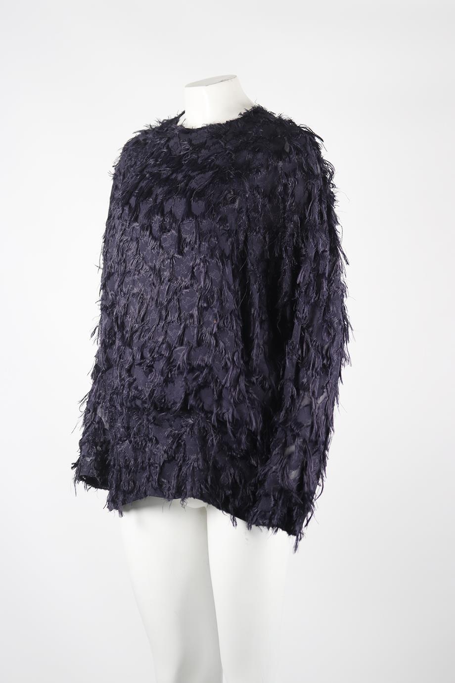 CHLOÉ FRINGED CREPE BLOUSE FR 40 UK 12