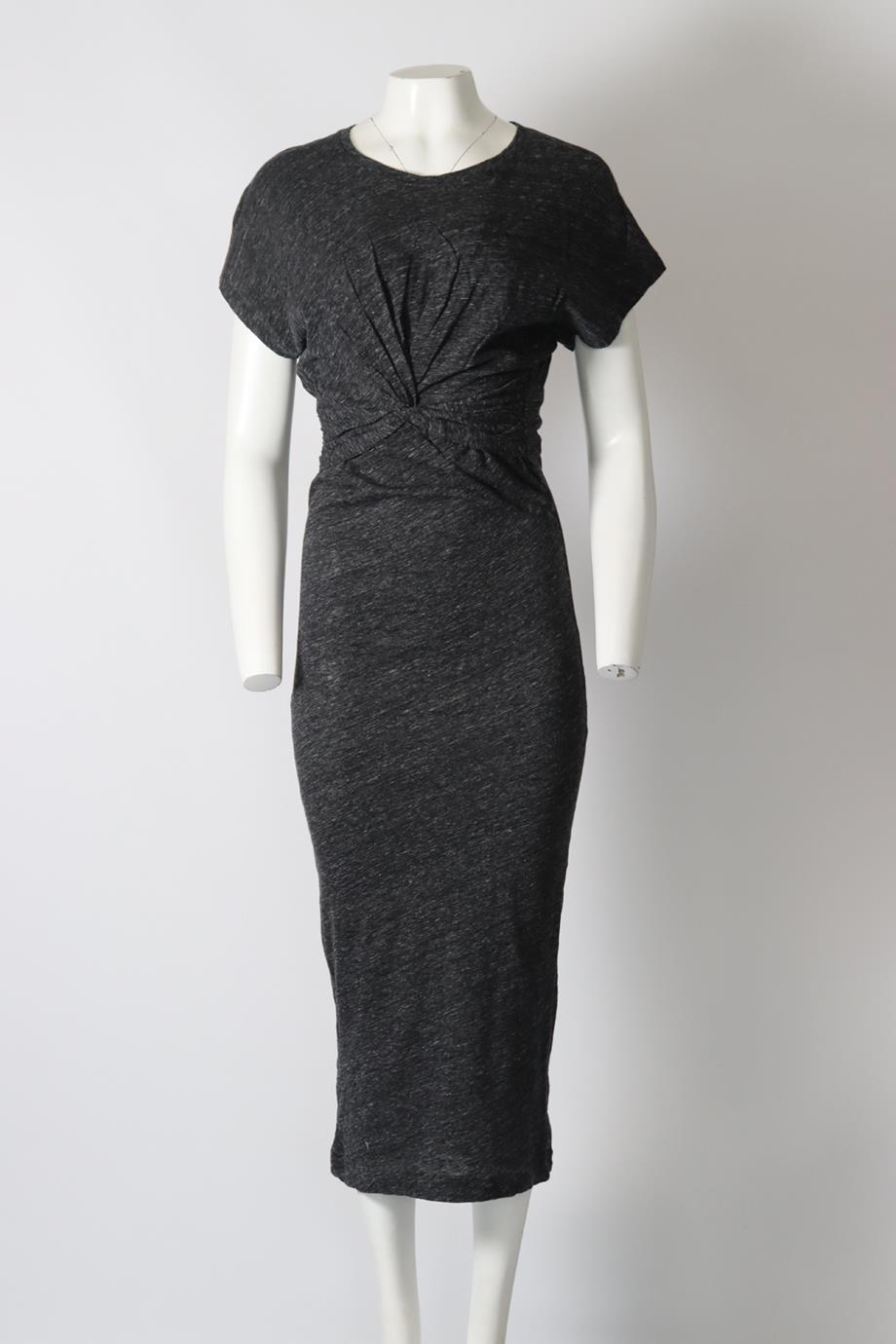 IRO RUCHED COTTON JERSEY MIDI DRESS MEDIUM