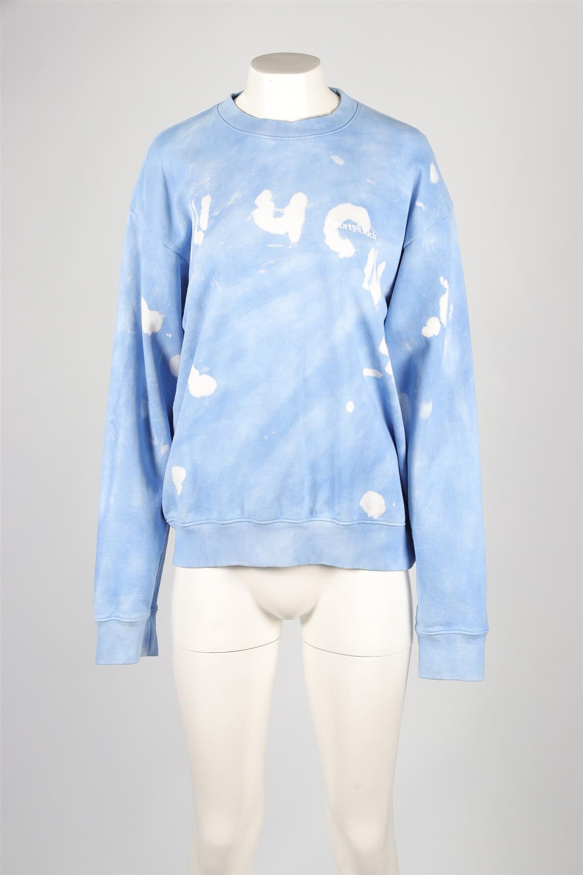 SPORTY & RICH BLUE COTTON SWEATSHIRT MEDIUM