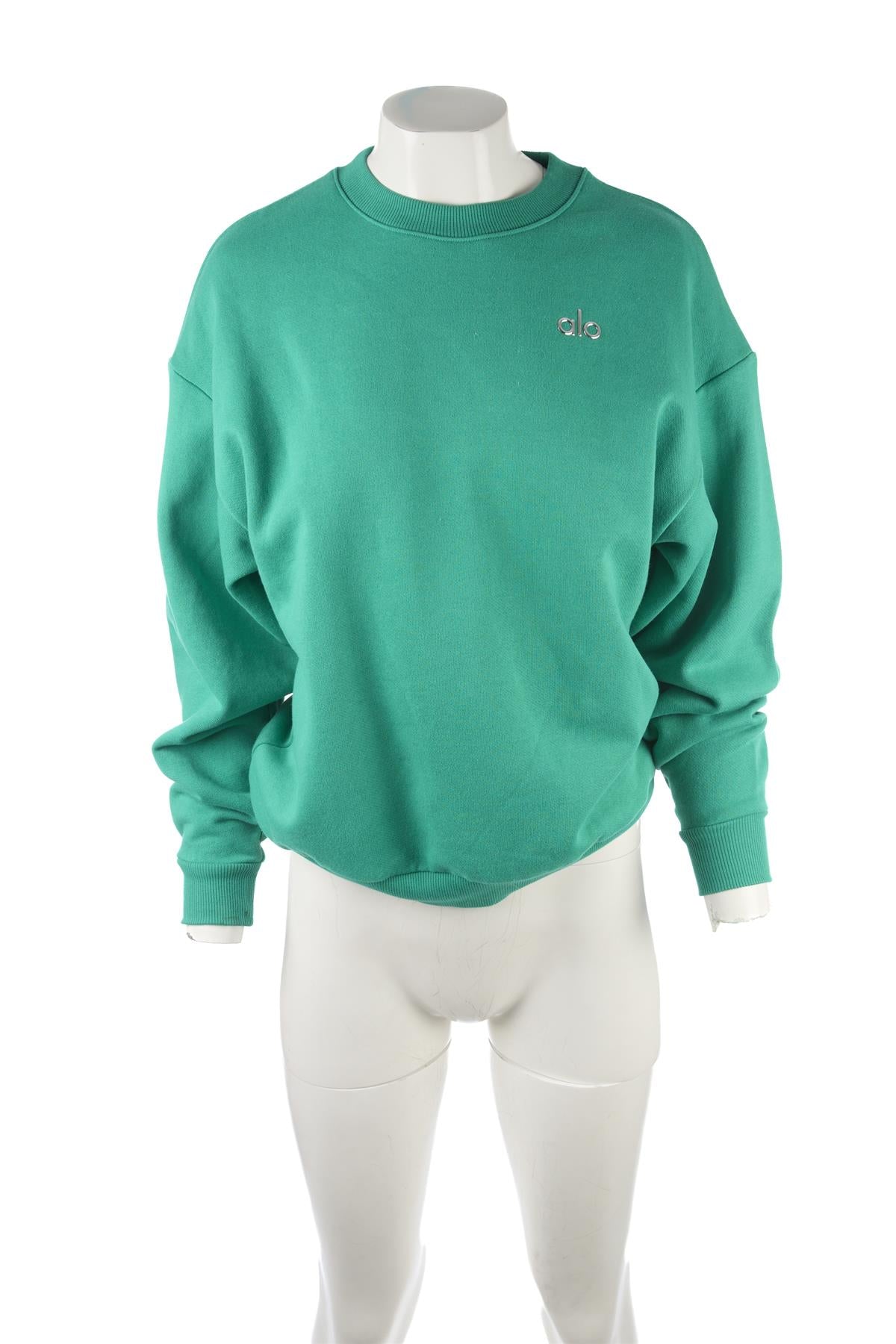 ALO YOGA GREEN COTTON SWEATSHIRT XXSMALL