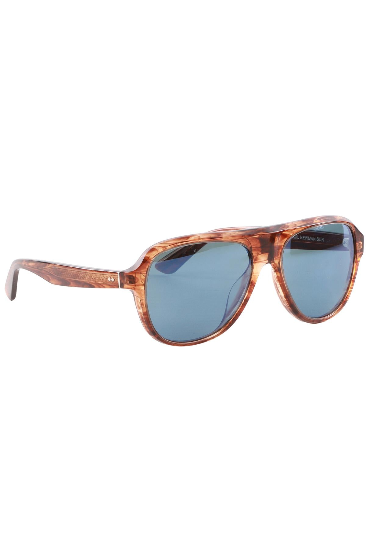 OLIVER PEOPLES + PAUL NEWMAN BROWN PILOT FRAME ACETATE SUNGLASSES