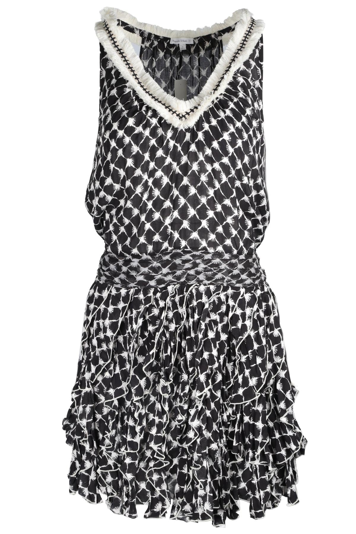 POUPETTE ST BARTH BLACK VOILE MINI DRESS SMALL