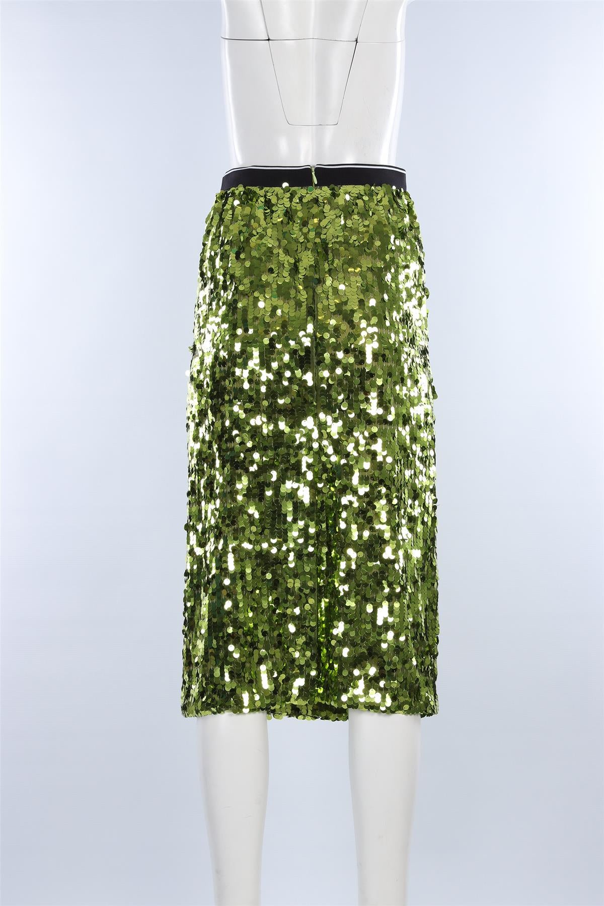 PLAN C GREEN SEQUIN MIDI SKIRT FR 38 UK 10